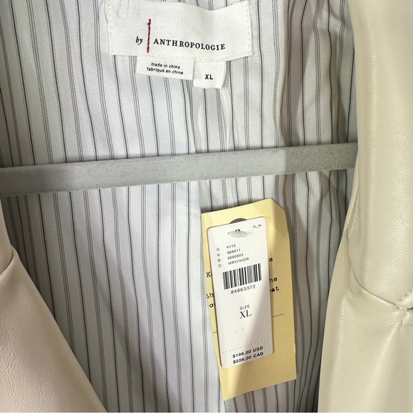 NWT Anthropologie Faux Leather Cream Blazer AS IS sz XL - Picture 8 of 8